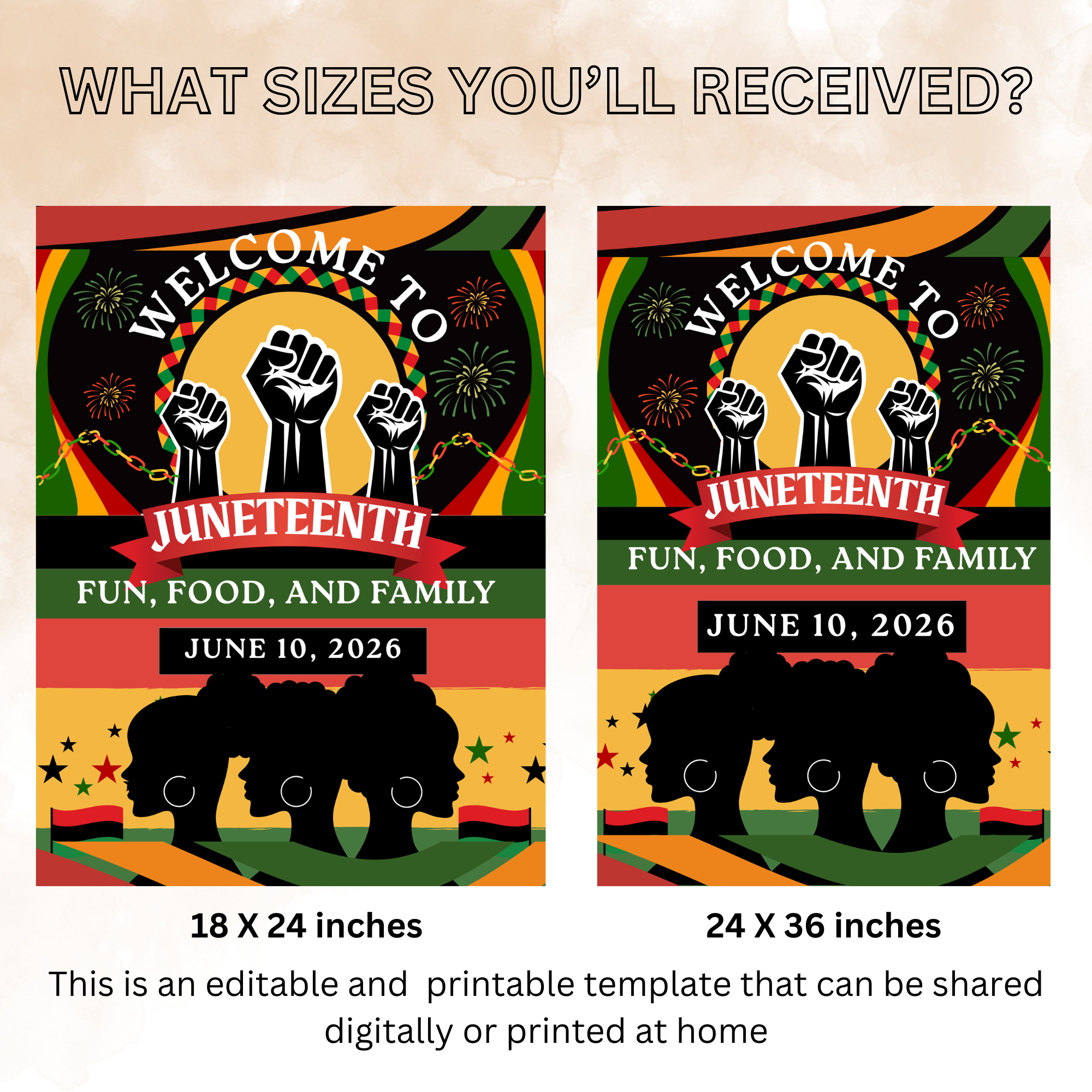 Juneteenth Welcome Party Sign, Independence Day Sign, Black Freedom Celebration Poster Sign, BBQ Cookout Sign, Digital Printable Template
