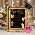 Graduation Signature Drink Sign, Grad Drink Menu Template, Class of 2026 Bar Menu, Black Gold Printable Party Sign