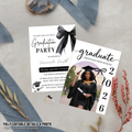 Coquette Graduation Invitation 2026, Woman Senior Grad Party Announcement with photo invite, Bow Theme College Graduates Printable Template