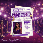 Newspaper Prom Send Off Party Invitation, Purple Prom Queen with photo invite, Girls Prom Night Flyer Card, Digital Printable Template