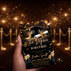 Black Gold Graduation Announcement Invitation, Senior Grad Party invite, Class of 2026, Boy Girl Flyer Card, Digital Printable Template