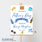 Fathers Day Welcome Sign, Dad Party Poster Sign, Brunch Dinner Drinks Celebration, Welcome Board Sign, Editable Canva Printable Template