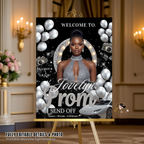 Black Silver Prom Send Off Welcome Party Sign, Prom Queen Poster Sign with photo, Entrance Board Sign, Teen Girl and Boy Printable Template