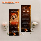 Orange Graduation Menu Card, Class of 2026 Menu with photo, Elegant Grad Dinner Menu Template, Boy Girl Menu, Editable Canva Printable