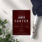 Red Graduation Invitation with Photo for Him, Sporty Boy Grad Announcement Invite, Class of 2026 Senior Grad Party, Printable Template