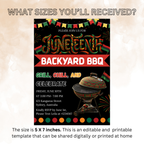 Juneteenth BBQ Cookout Invitation, Black Freedom Celebration Party Invite, Independence Day Backyard Barbecue Printable Digital Template
