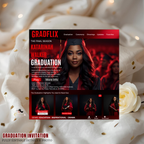 Graduation Invitation with Photo Movie Theme, Red Streaming Style Grad Party Invite, Class of 2026 Flyer, Editable Canva Printable Template