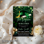 Green Graduation Announcement Invitation, Senior Grad Party invite, High School Class of 2026 Boy Girl Flyer Card Digital Printable Template