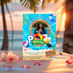 Graduation Pool Party Invitation with Photo, Senior High School College Grad Party Invite for Him and Her Class 2026 Editable Canva Template