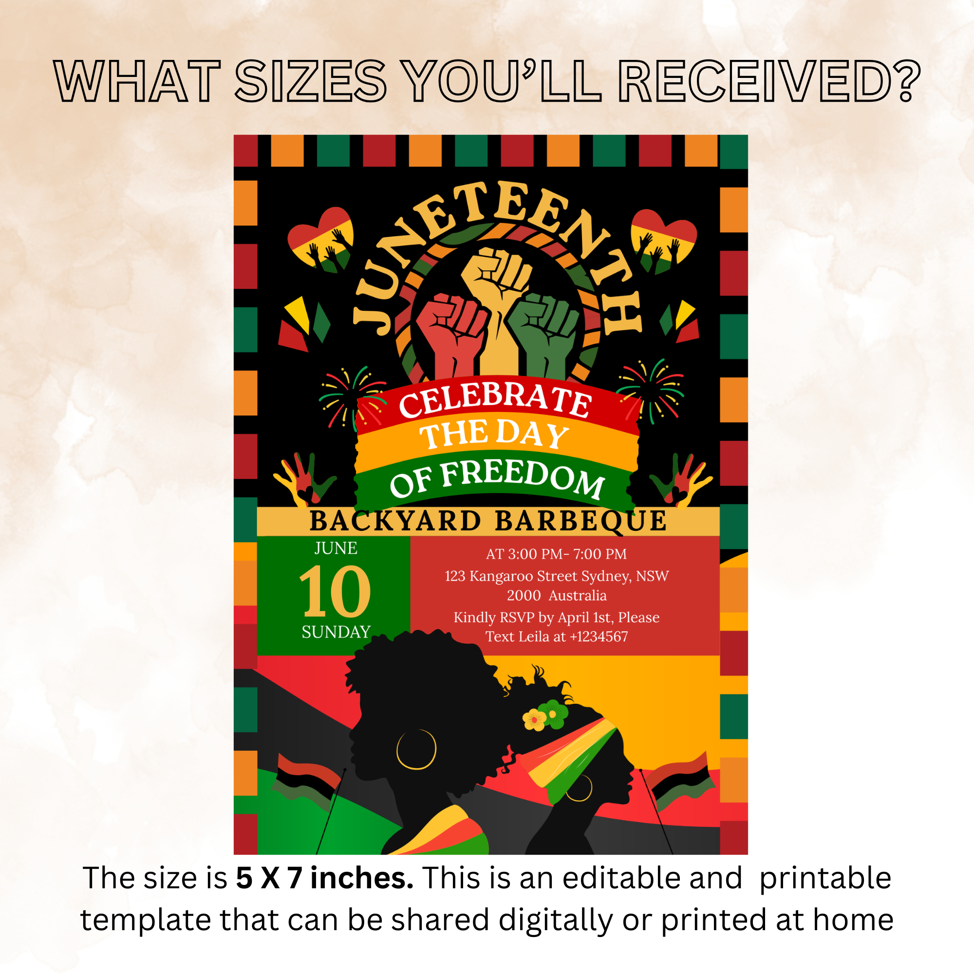 Juneteenth Invitation, Independence Day, Black Freedom Celebration Flyer Card, BBQ Party Invite, Cookout Invite, Digital Printable Template