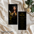 Graduation Dinner Menu with Photo, High School College Grad Party Menu Class of 2026, Black Gold Menu, Editable Canva Printable Template