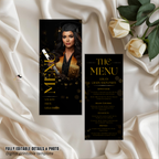 Graduation Dinner Menu with Photo, High School College Grad Party Menu Class of 2026, Black Gold Menu, Editable Canva Printable Template