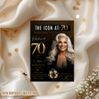 70th Birthday Invitation for Man and Woman, 70 and Fabulous, Photo Invitation Template, Birthday Dinner Brunch Invite, Editable Canva Card