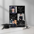 Black Graduation Invitation with Photo for Him, Class of 2026 Senior Grad Party Announcement Invite, Printable Editable Digital Template