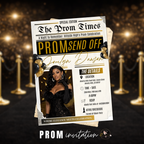 Newspaper Prom Send Off Party Invitation, Black Gold Prom Queen with photo invite, Girls Prom Night Flyer Card, Digital Printable Template