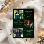 Green Graduation Invitation with Photo, Class of 2026 Grad Announcement for High School College, Girl Boy Graduate, Printable Canva Template