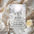 White Silver Save the Date Birthday Invitation, Diamond Jubilee Save Date Party Invite, Elegant Woman Card, Printable Digital Template