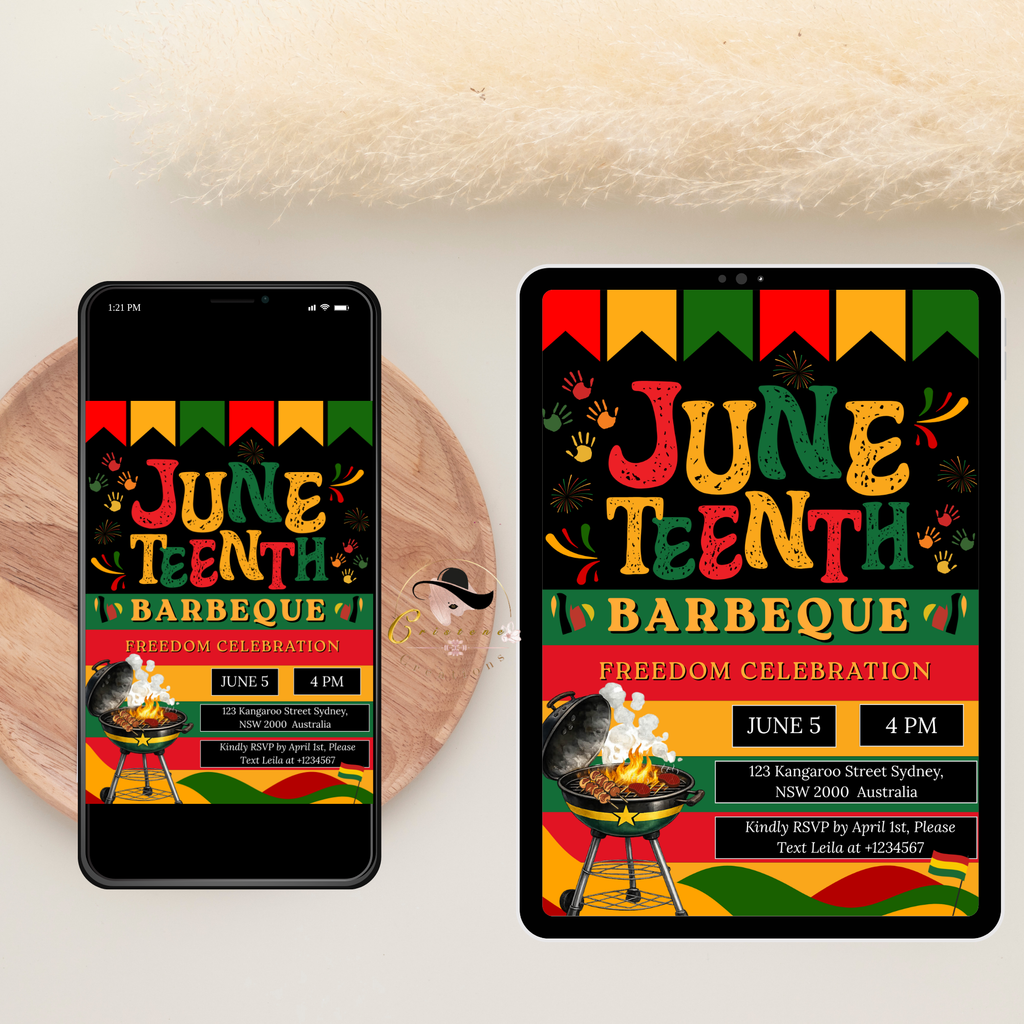 Juneteenth Bbq Party Invitation, Independence Day, Black Freedom Celebration Flyer Card, Barbecue Invite, Digital Printable Template
