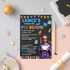 Pre K Graduation Invitation with Photo, Kindergarten Graduation Invite, Class of 2026 Preschool Grad Party Editable Canva Printable Template