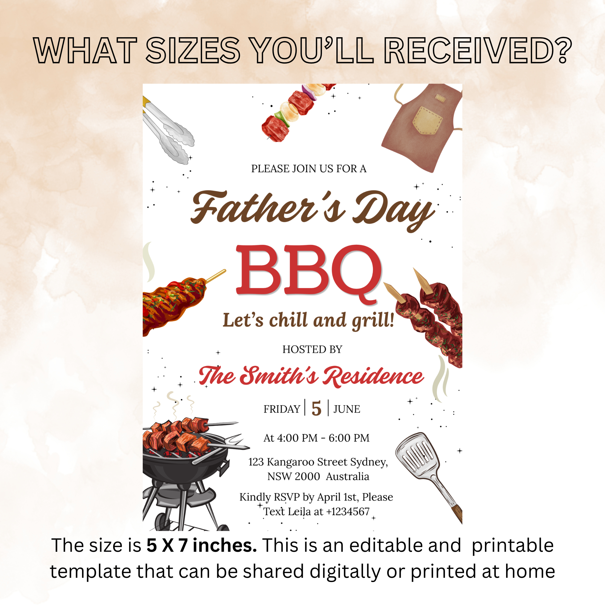 Fathers Day BBQ Party Invitation, Dad Barbecue Invite, Father's Day Brunch Celebration, Dad Flyer Card, Digital Printable Template