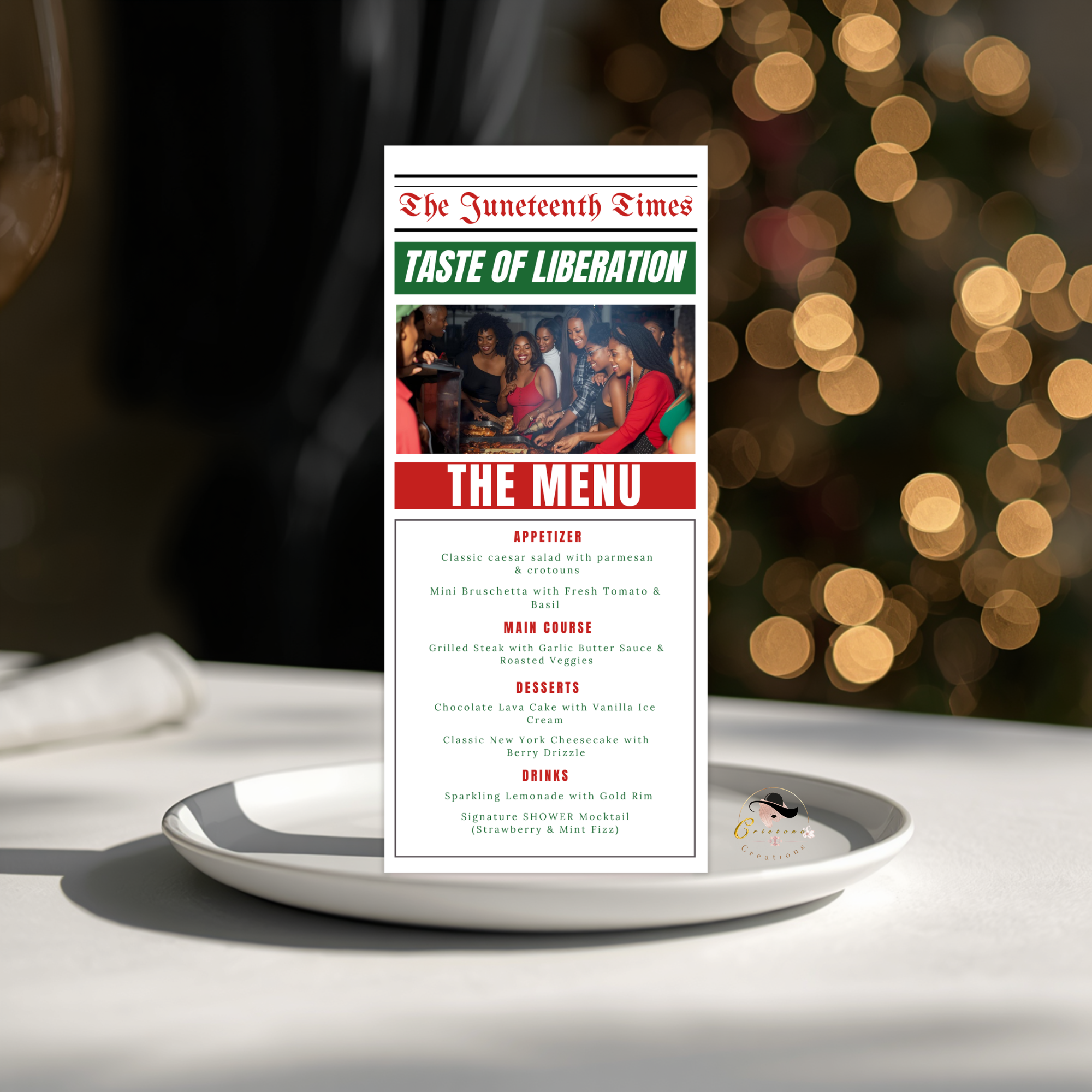 Juneteenth Newspaper Menu with Photo, Black Freedom Day BBQ Cookout Menu, Juneteenth Dinner Brunch Menu Printable Editable Digital Template
