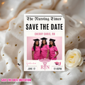 Nurse Graduation Save the Date Invitation, Pink Newspaper Grad Party with photo Invite, Pinning Ceremony RN Invite, Digital Canva Template