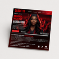 Red Movie Theme Graduation Invitation with Photo for Him and Her, Cinematic Grad Party Announcement Invite, Class of 2026 Canva Template