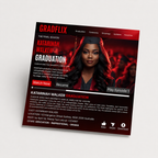 Red Movie Theme Graduation Invitation with Photo for Him and Her, Cinematic Grad Party Announcement Invite, Class of 2026 Canva Template