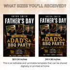 Father’s Day BBQ Party Welcome Sign with photo, Dad Barbecue Cookout Poster Sign, Backyard Grill Summer Pool Party, Printable Canva Template