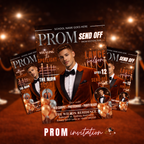 Boy Prom Send Off Party Invitation, Prom King with photo invite, Orange Prom Night Flyer Card, High School Prom Digital Printable Template