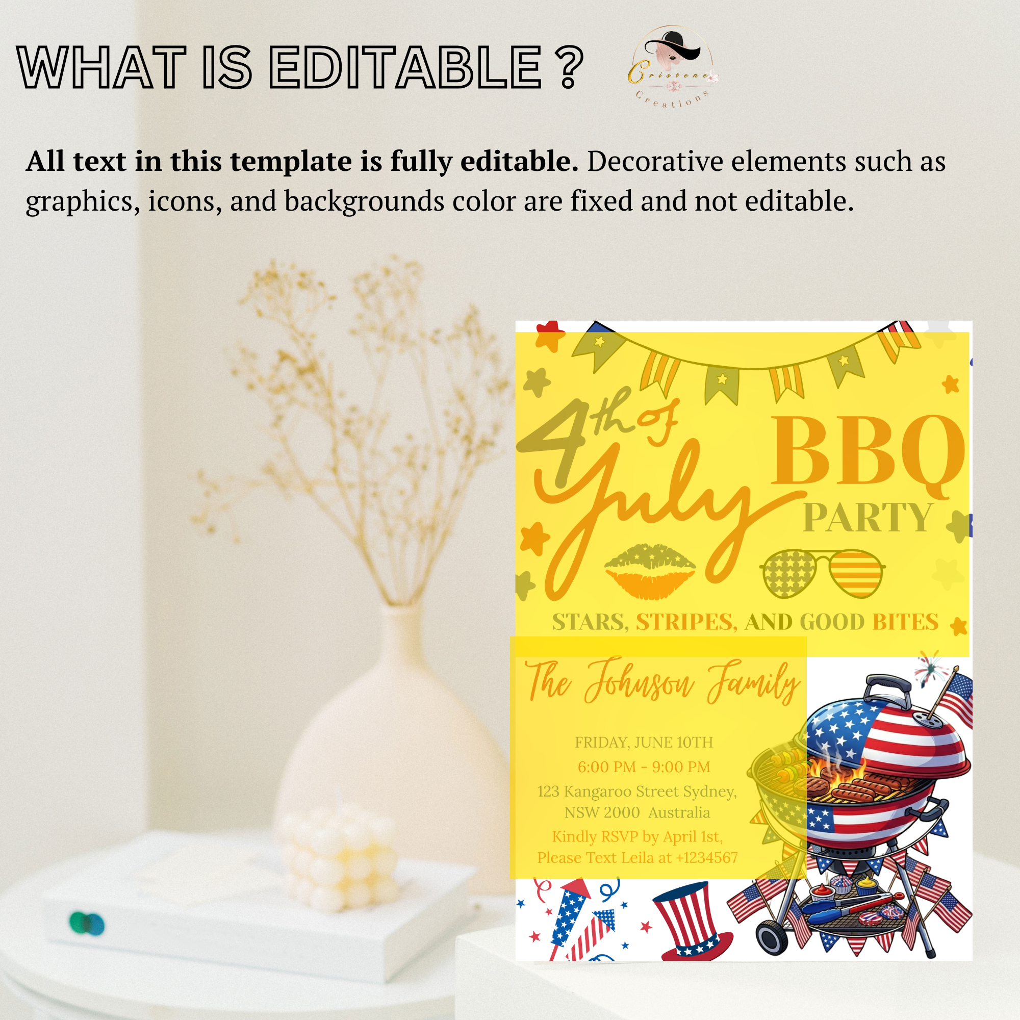 4th of July BBQ Party Invitation, Patriotic Cookout Party Invite, Independence Day Fireworks, Red White Blue Printable Digital Template