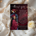 Graduation Thank You Card Template with Photo, Class of 2026 Grad Thank You Note for Him and her, Maroon Editable Canva Digital Printable