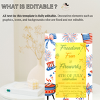 4th of July Invitation, Fourth of July BBQ invite, USA Independence day, Patriotic Invite, Red White Blue, Digital Printable template