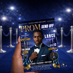 Boy Prom Send Off Party Invitation, Prom King with photo invite, Blue Prom Night Flyer Card, High School Prom Digital Printable Template