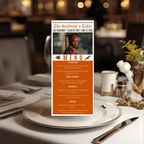 Orange Graduation Newspaper Menu with Photo Template, Senior Grad Dinner Party Menu For Him and Her, Class of 2026 Printable Editable Card
