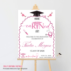 Nurse Graduation Welcome Party Sign, RN BSN LPN Pinning Ceremony Sign, Cna Poster Sign, Pink Nursing Board Sign, Canva Printable Template