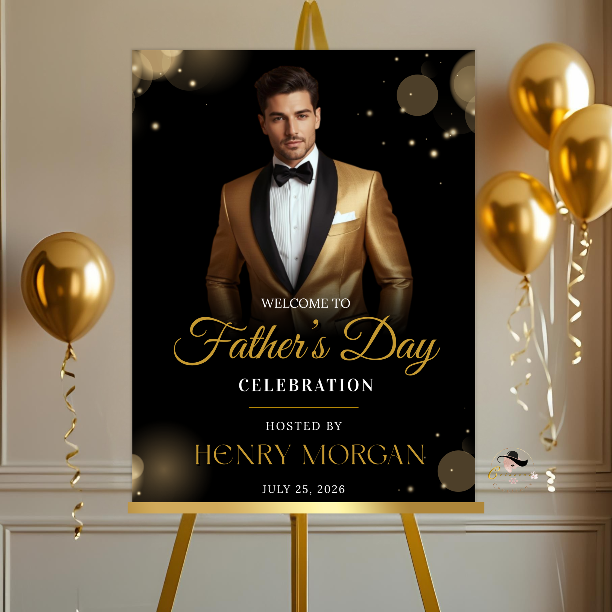 Fathers Day Welcome Sign with Photo, Dad Party Sign, Brunch Dinner Drinks Celebration, Editable Canva Printable Template