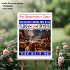 4th of July Welcome Sign with Photo, Newspaper Style Patriotic Party Sign, July 4th Poster Sign, Independence Day Sign, Printable Template