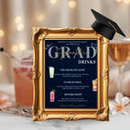 Blue Graduation Signature Drinks Menu Sign, Senior Grad Bar Menu Template, Soda Bar Menu, Class of 2026 Printable for High School College