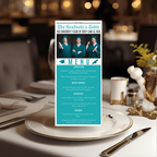 Teal Graduation Newspaper Menu Template with Photo, Senior Grad Party Dinner Menu for High School College, Girl Boy Canva Printable Card