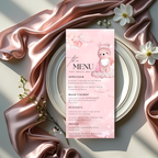 Baby Shower Menu and Program Template, Pink Cloud 9 Baby Shower, Baby Girl Theme, Timeline Schedule, Menu Card Editable Canva Printable