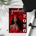 Red Senior Graduation Invitation, High School Grad with photo invite, Class 2026 Boy Girl Graduates Flyer Card, Digital Printable Template