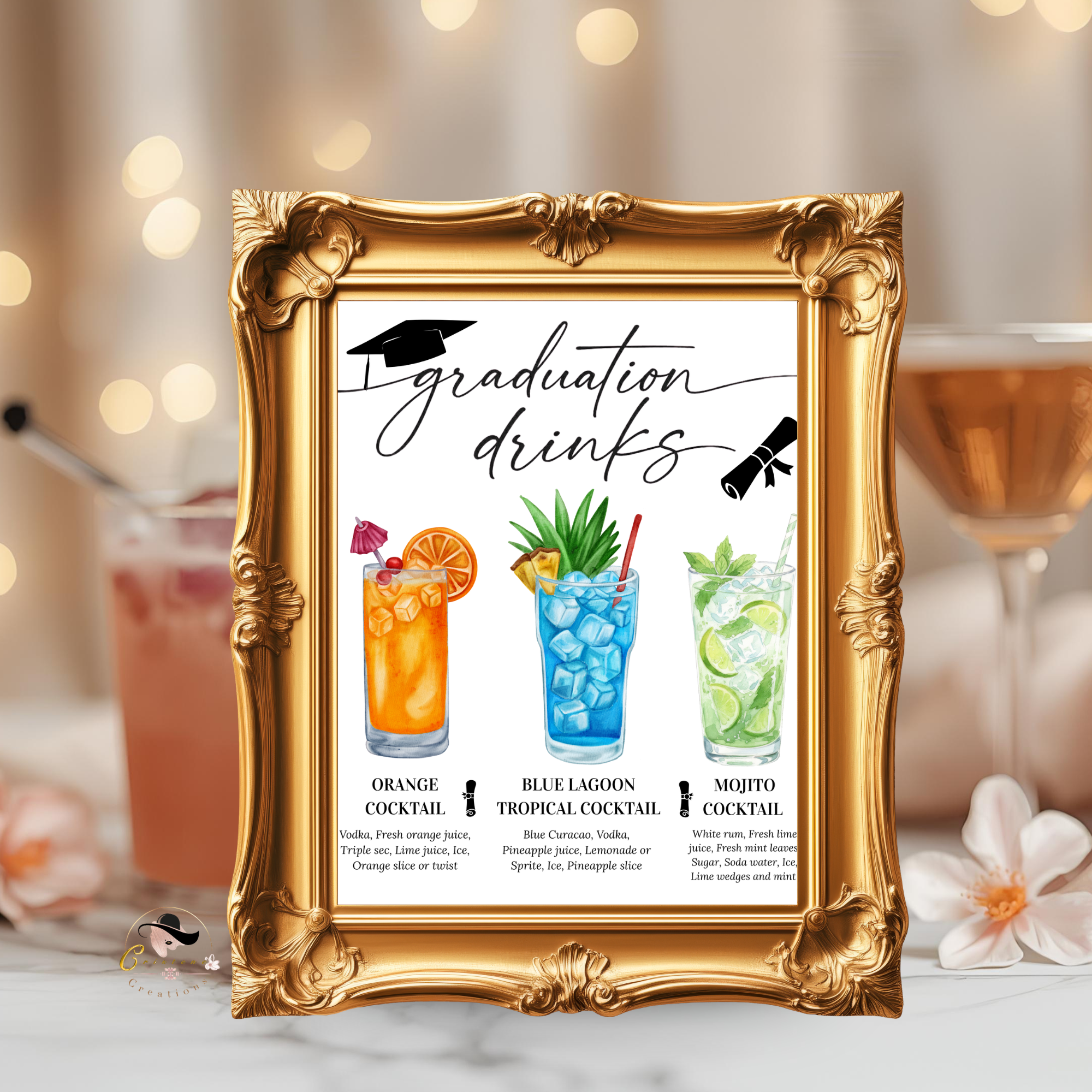 Graduation Signature Drink Menu, Grad Bar Sign Template, Class of 2026 Party Drinks Station , Digital Printable Canva
