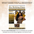 Leopard Print Newspaper Birthday Invitation with Photo, Birthday Dinner and Brunch Party Invite, Cheetah Print Editable Canva Template