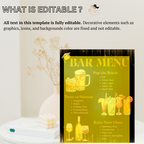 Graduation Bar Menu Template, Editable Drink Menu, Class of 2026 Cocktail Menu, Custom Grad Party Menu, Canva Printable