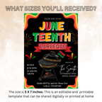 Juneteenth BBQ Party Invitation, Cookout Celebration Invite, Black Freedom Independence Day, Editable Printable Digital Template