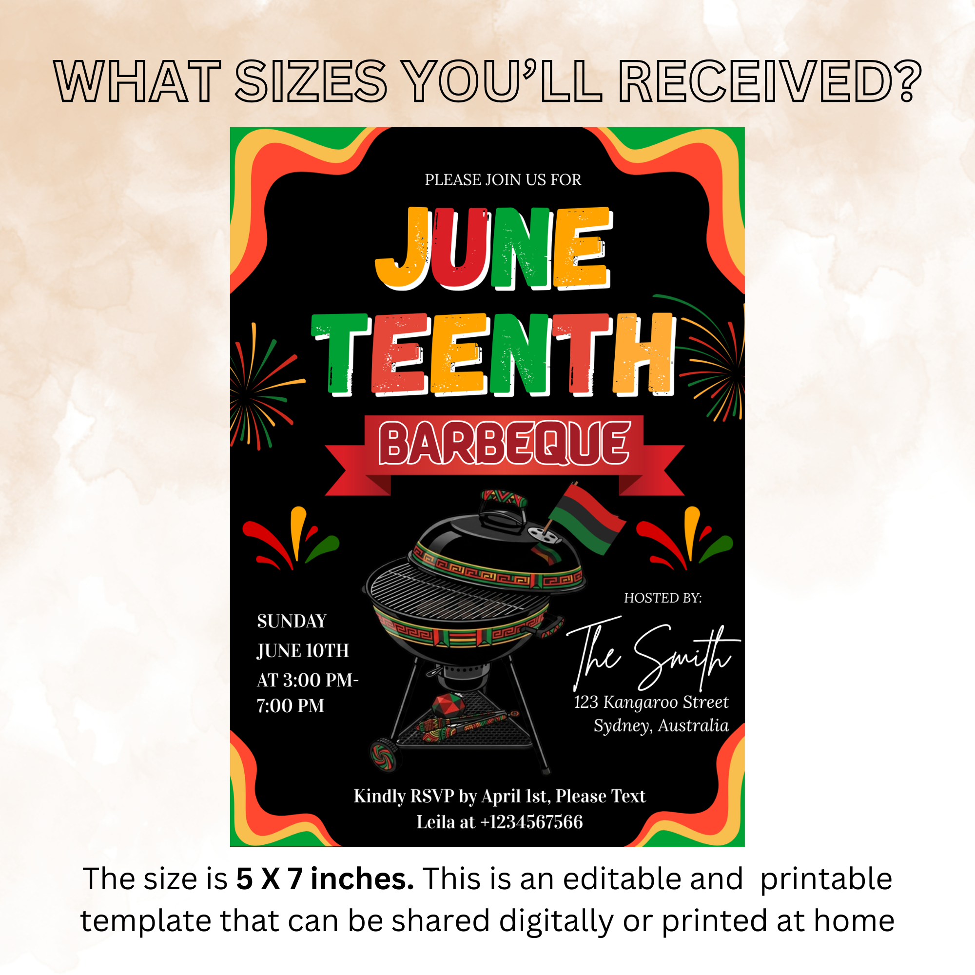 Juneteenth BBQ Party Invitation, Cookout Celebration Invite, Black Freedom Independence Day, Editable Printable Digital Template