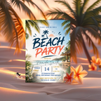 Beach Party Invitation, Tropical Summer Birthday Invite, Adult Beach Bash, Island Theme Celebration, Editable Canva Printable Template