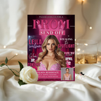 Pink Prom Send Off Invitation, Prom Queen with photo invite, Teen Girl Prom Night Party Flyer, High School Prom, Digital Printable Template