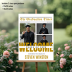 Newspaper Graduation Welcome Party Sign, Boy Senior Grad Announcement Sign with photo, 2026 High School Graduates Sign, Printable Template